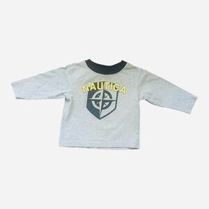 Nautica casual gray/ black/ yellow trim top shirt boys 6-12 Mo graphic design